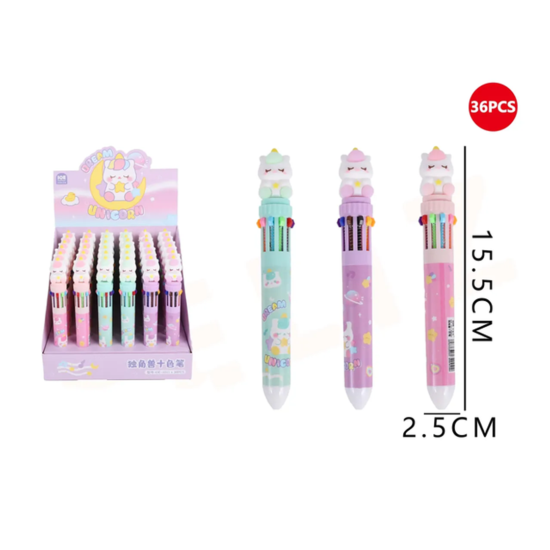 Lápiz de 10 en 1 Colores Unicornio 2.5*15.5cm 1