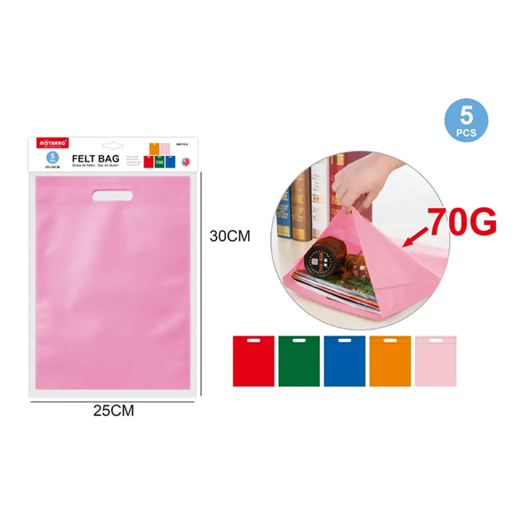 Bolsa Rosado 70G 25x30Cm 5pcs 1