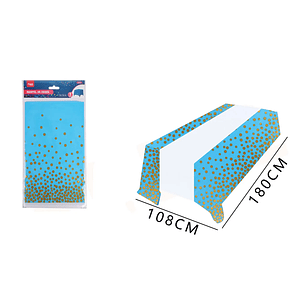 Mantel Celeste Puntos Dorados 180108Cm