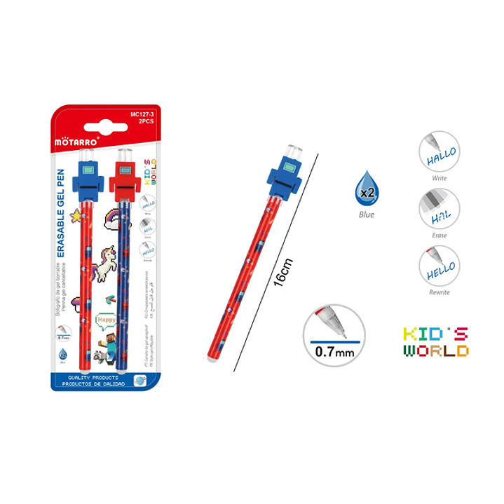 Boligrafo Azul Robots 16cm 2pcs 1
