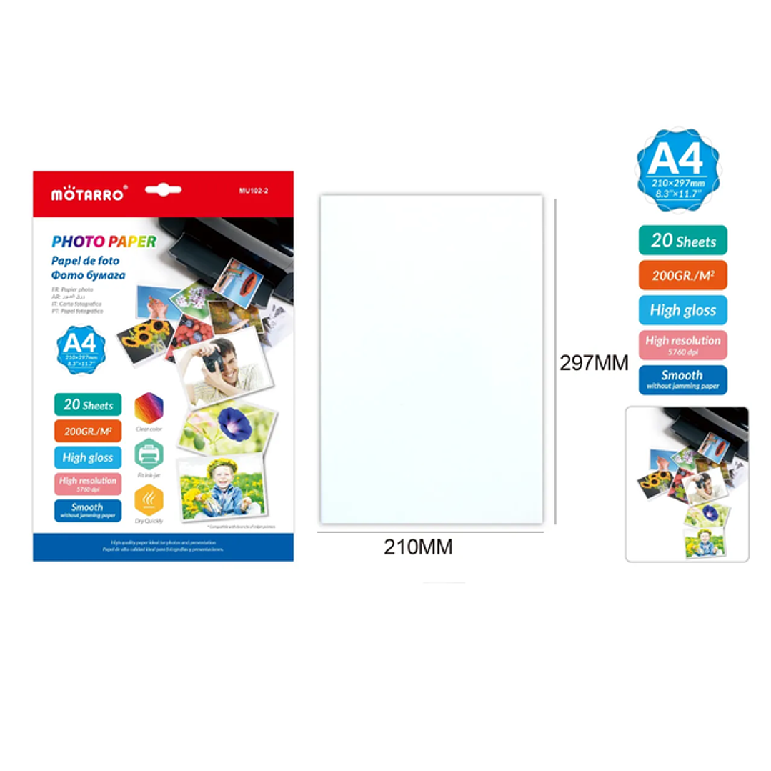 Papel Fotografico 210x297mm 20pcs A4 1