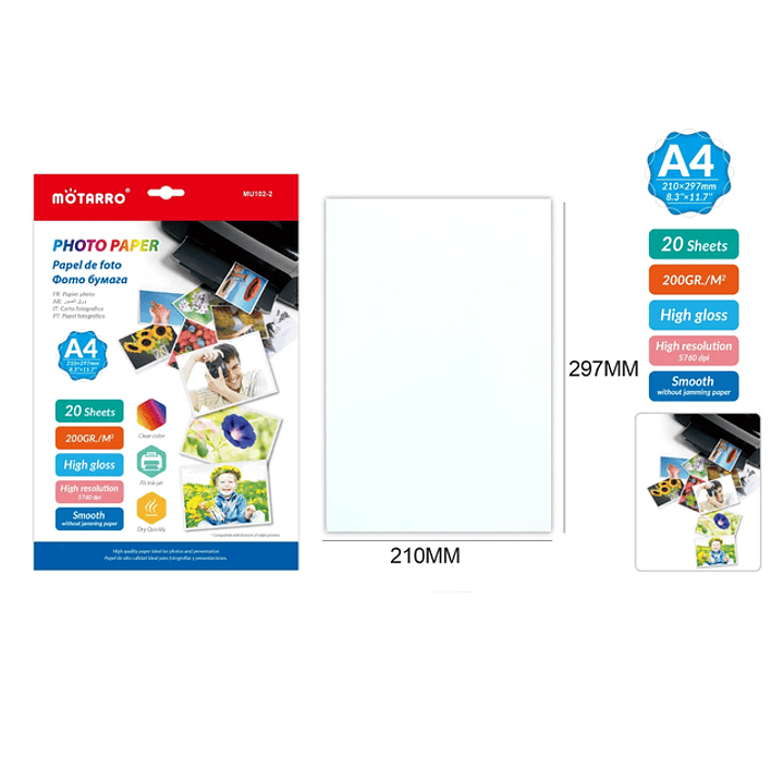Papel Fotografico 210x297mm 20pcs A4 1
