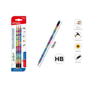 Lapiz Grafito Con Goma Hb 19Cm 3Pcs