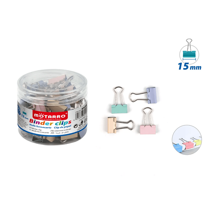 Apretador Doble Clip Multicolor 15mm 60pcs 1