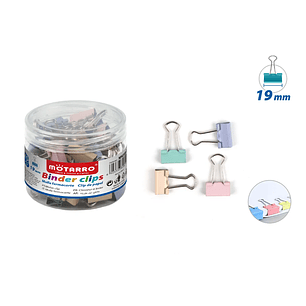 Apretador Doble Clip Multicolor 19mm 40pcs
