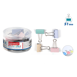 Apretador Doble Clip Multicolor 51mm 12pcs