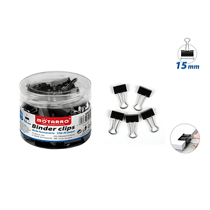 Apretador Doble Clip Negro 15mm 60pcs