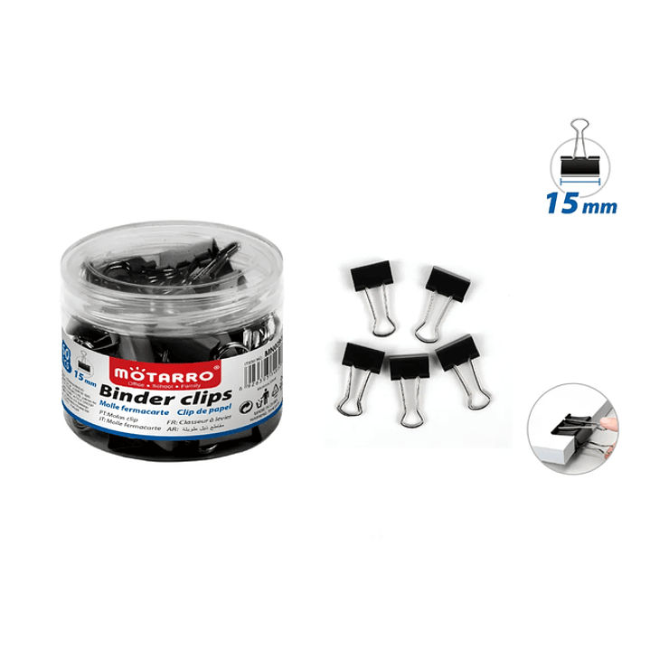 Apretador Doble Clip Negro 15mm 60pcs 1