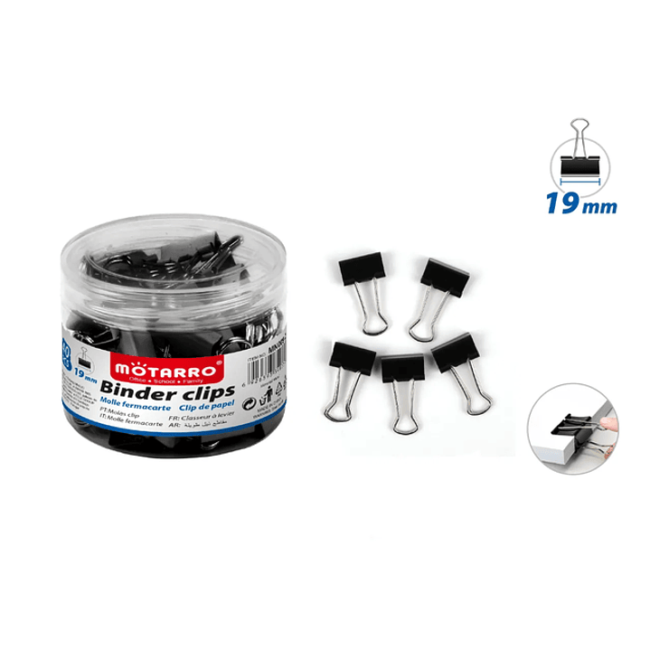 Apretador Doble Clip Negro 19Mm 40Pcs 1