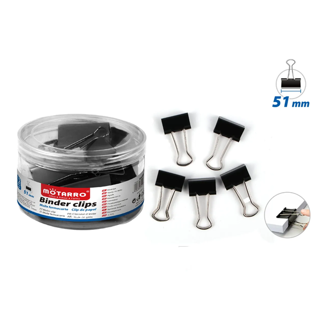 Apretador Doble Clip Negro 51Mm 12Pcs 1