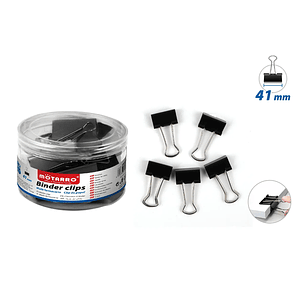 Apretador Doble Clip Negro 41Mm 24Pcs