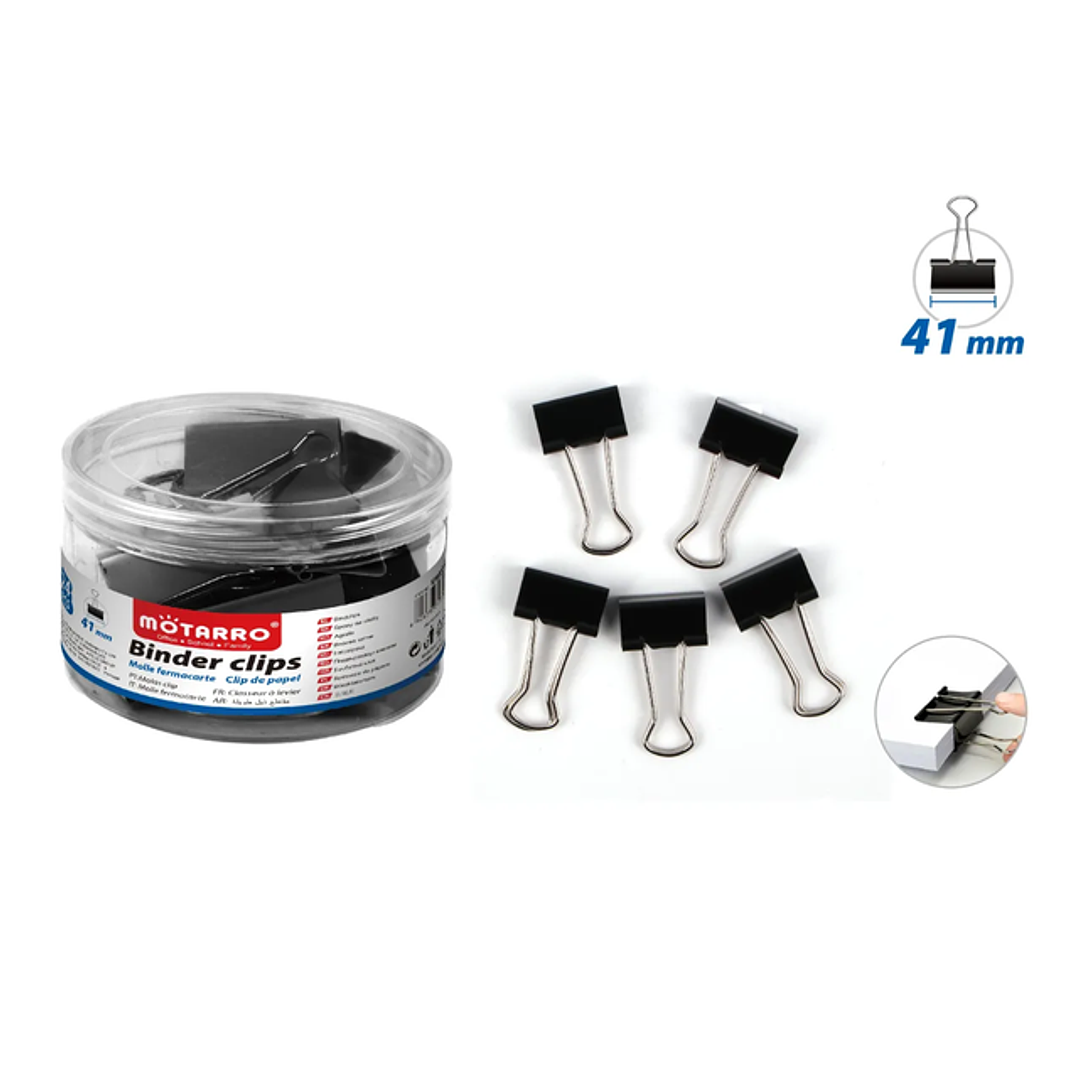 Apretador Doble Clip Negro 41Mm 24Pcs 1