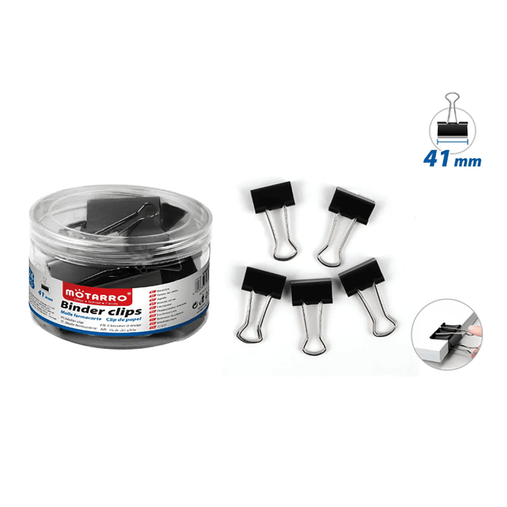Apretador Doble Clip Negro 41Mm 24Pcs 1
