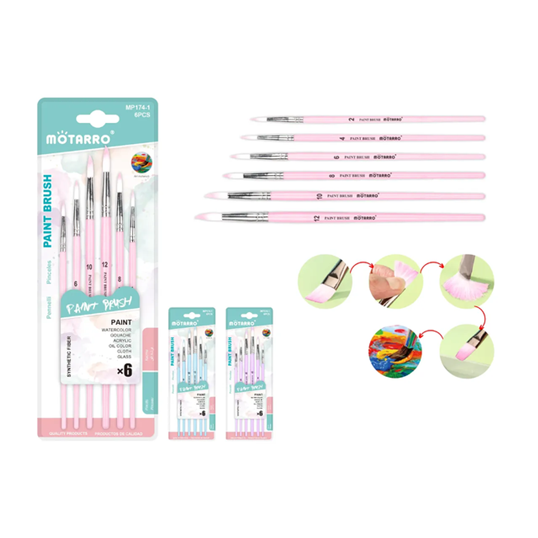 Set Pinceles Rosado 6Pcs 1