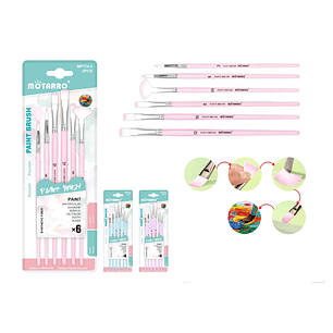 Set Pinceles Rosado Modelos Variados 6Pcs