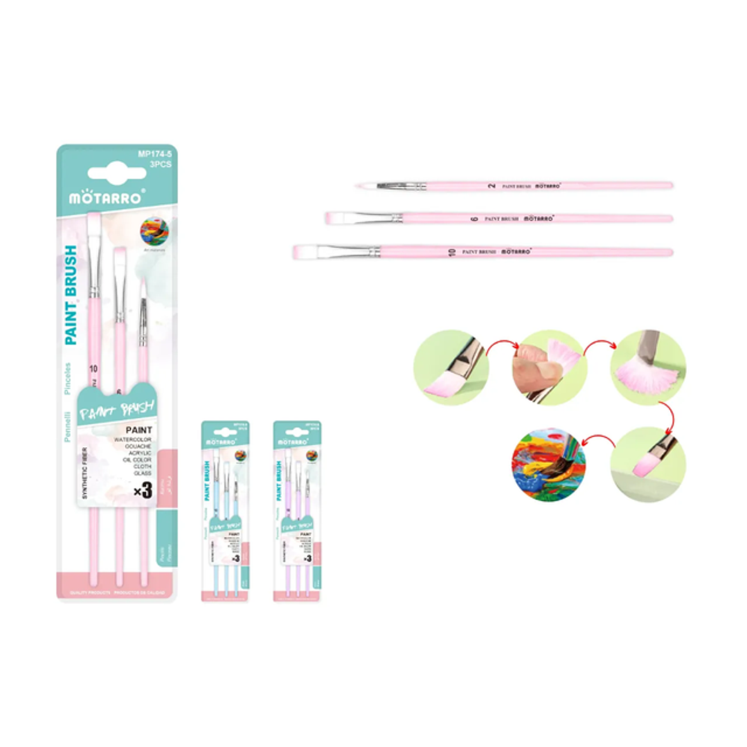 Set Pinceles Mix Formas 3Pcs 1
