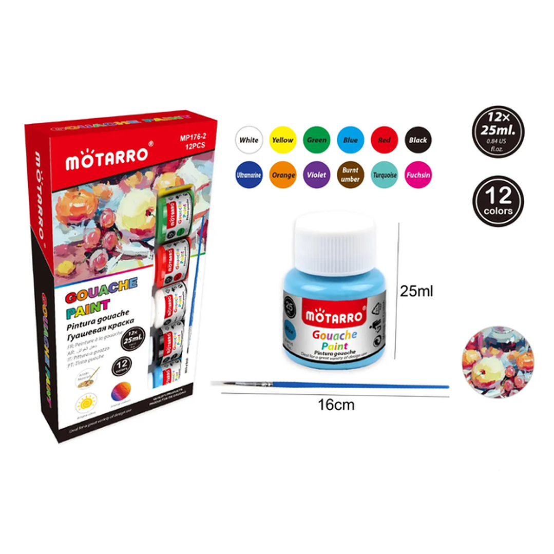 Pintura De Gouache 25Ml 12Pcs 1