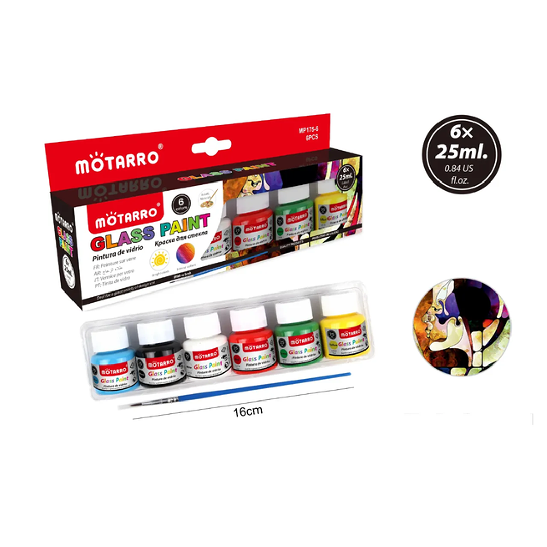 Pinturas De Vidrio 25Ml 6Pcs 1