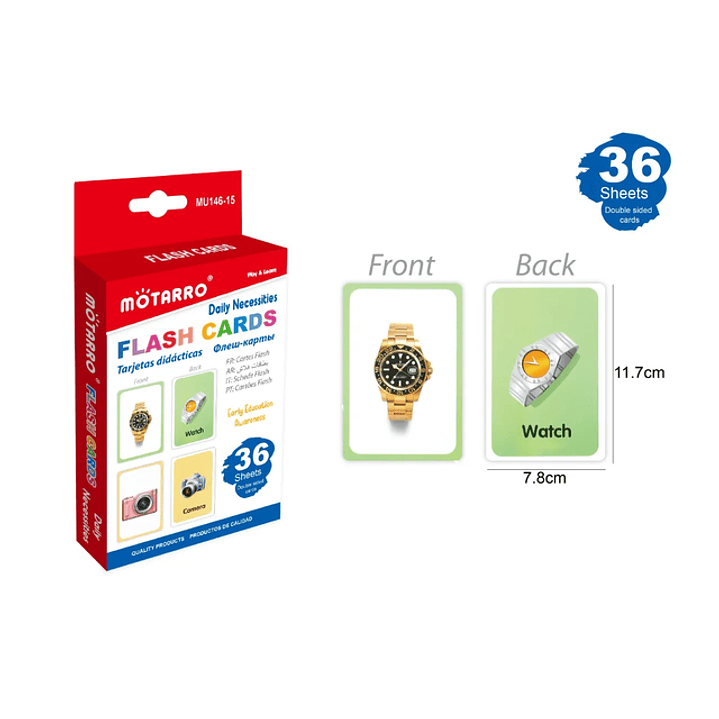 Tarjetas de Aprendizaje Articulos de Uso Cotidiano 11.7*7.8cm 36pcs 1