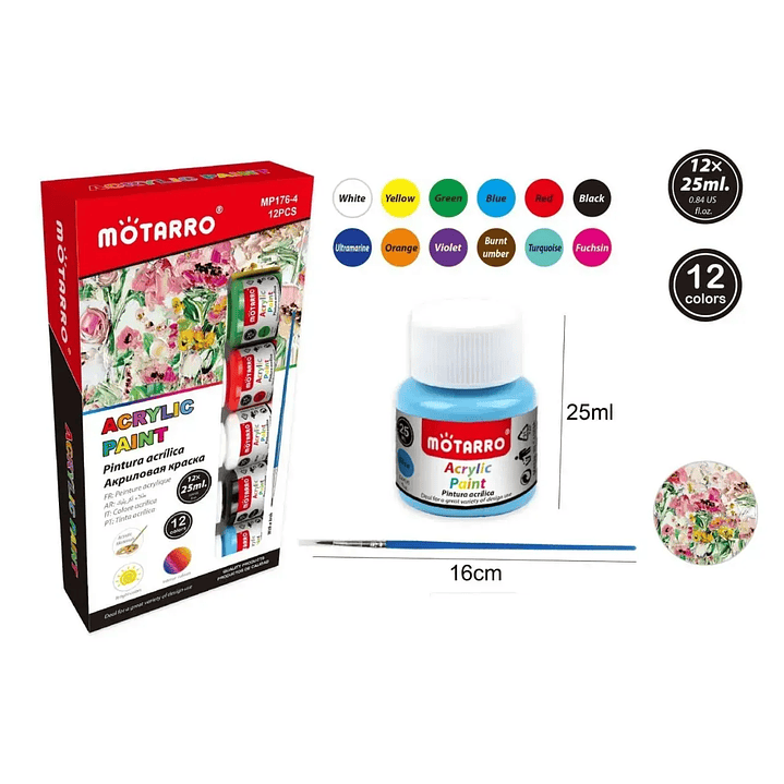 Pintura de Acrilica 25Ml 12pcs 1