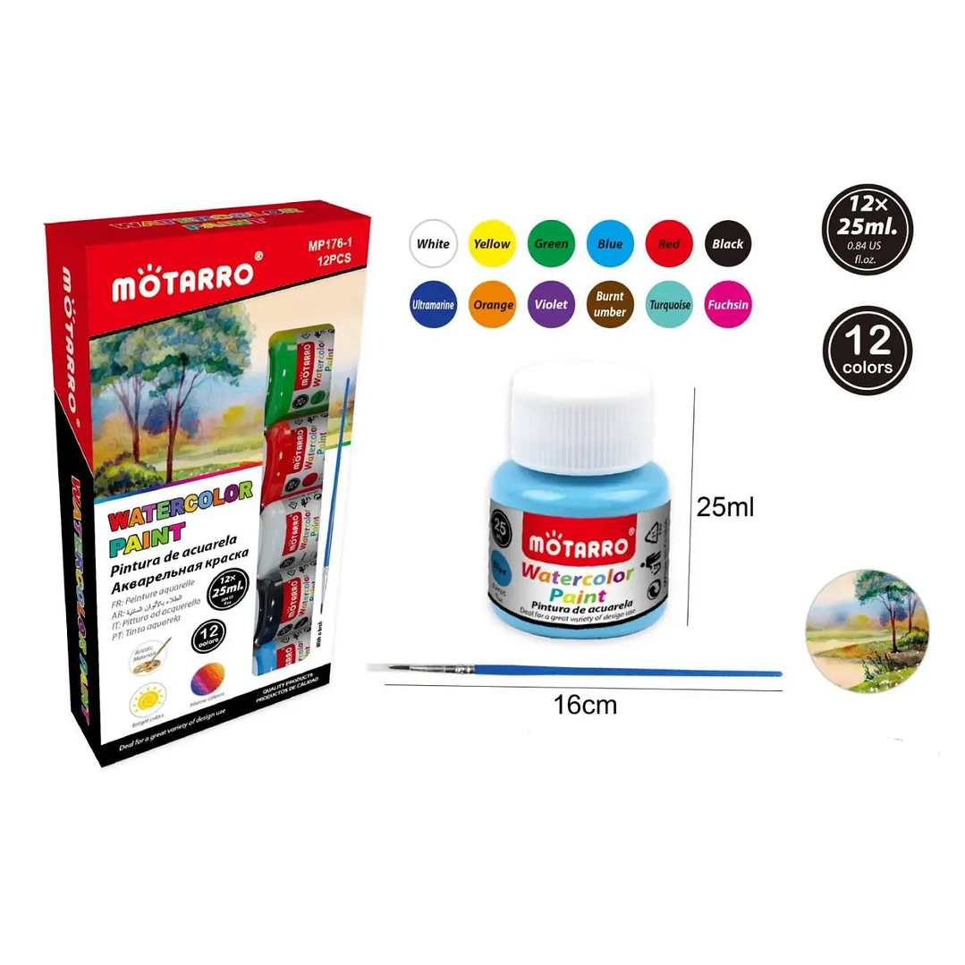 Pintura de Acuarela 25Ml 12pcs 1