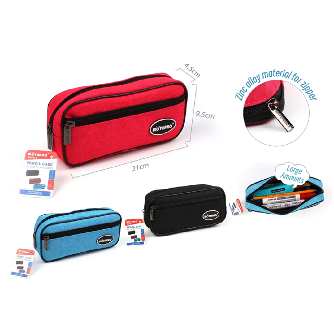 Estuche unicolor con cierres 21x9.5x4.5cm 1