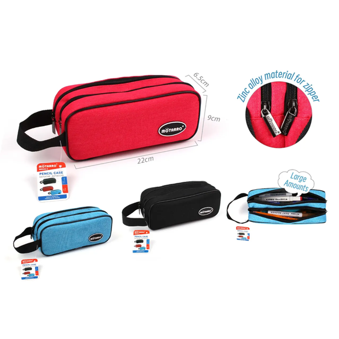 Estuche unicolor con cierres superiores 22x9x6.5cm 1