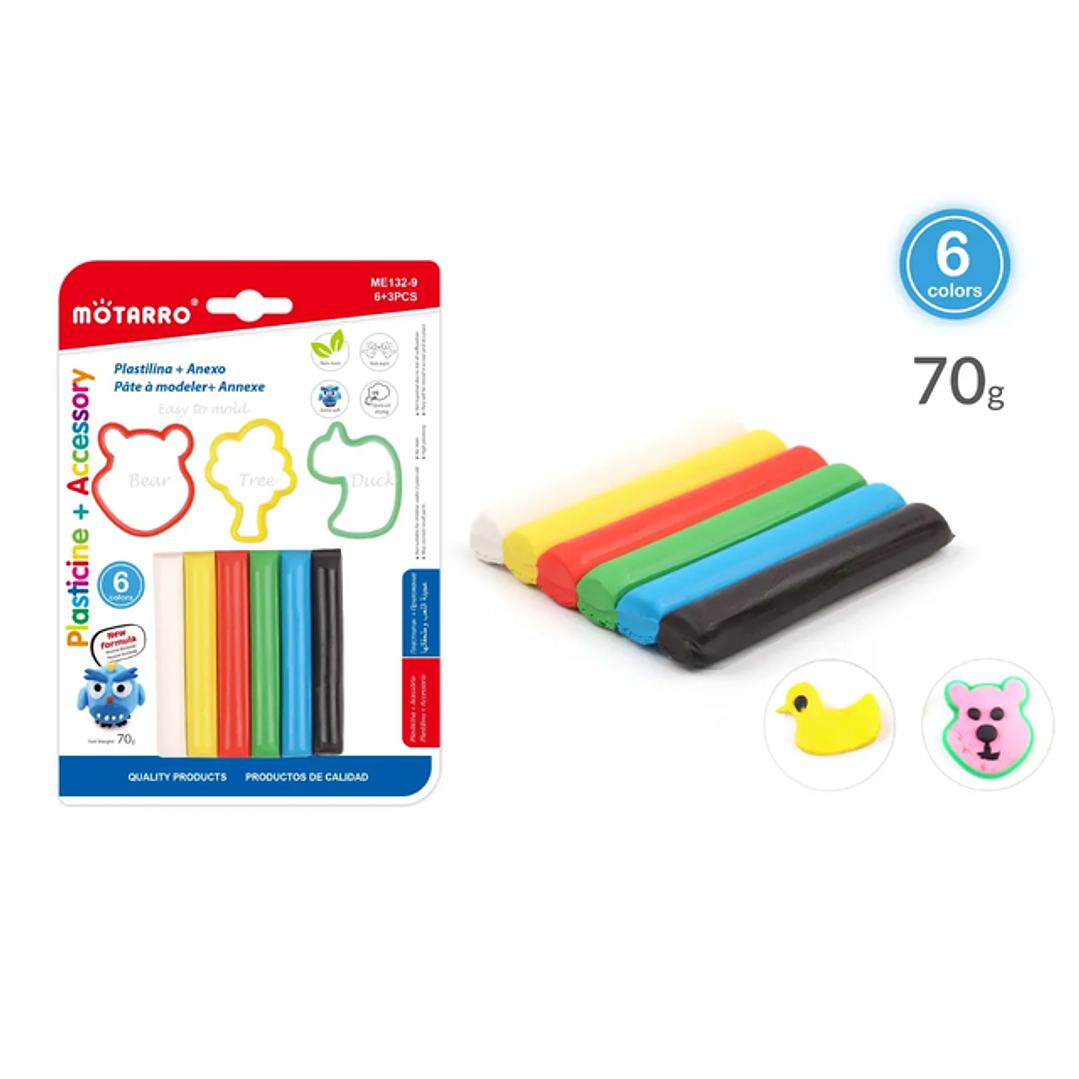 Set De Plasticina 70G 6Colores Accesorios 1