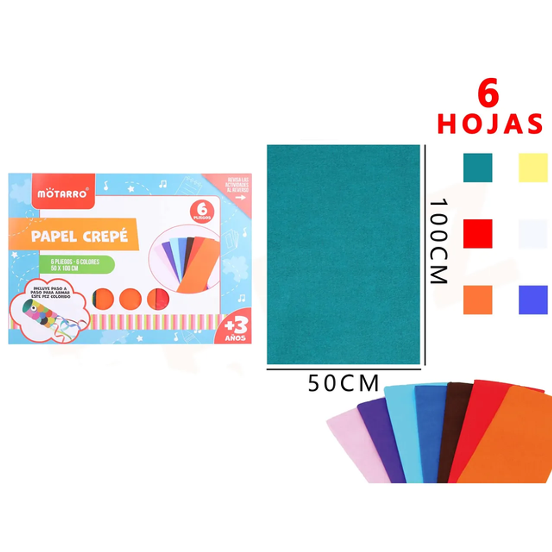 Papel Crepé 100x50cm 6Hojas 1
