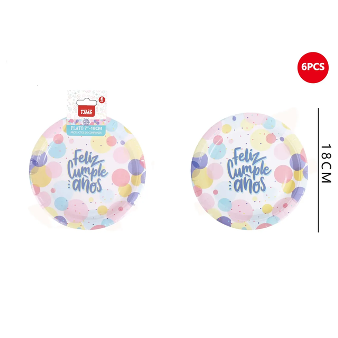 Platos Burbujas multicolor 18cm 6pcs 1