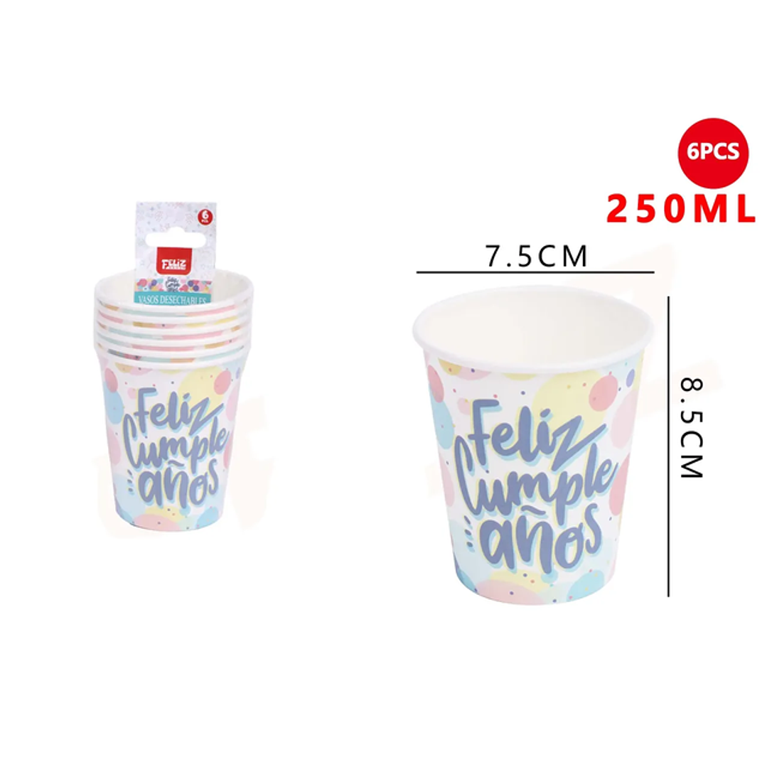 Vasos Burbujas Multicolor 250ML 6pcs 1