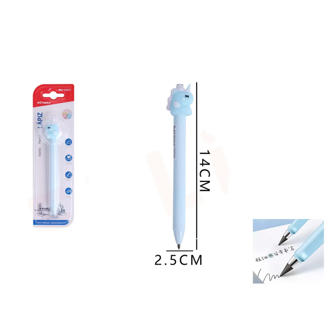 Portaminas Infinito unicornio celeste 14cm 1