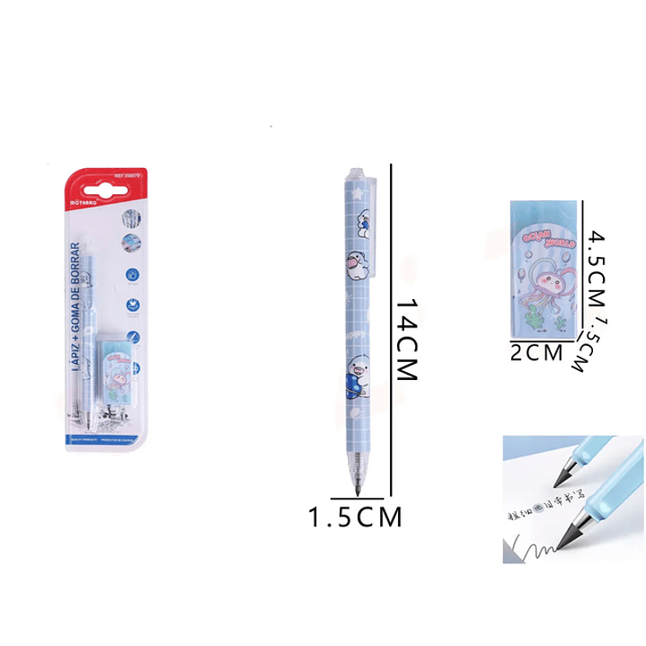 Portamina cute +Goma De Borrar 14cm 1