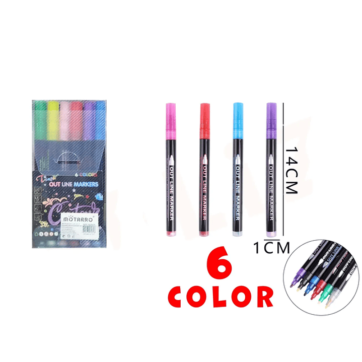 Marcadores De Color Outline 14Cm 6Pcs 1