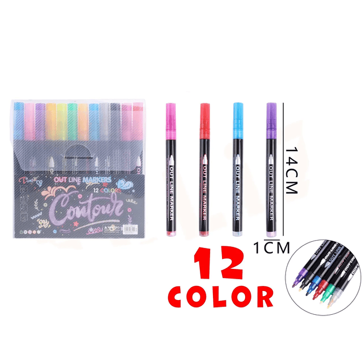 Marcadores De Color Outline 14Cm 12Pcs 1