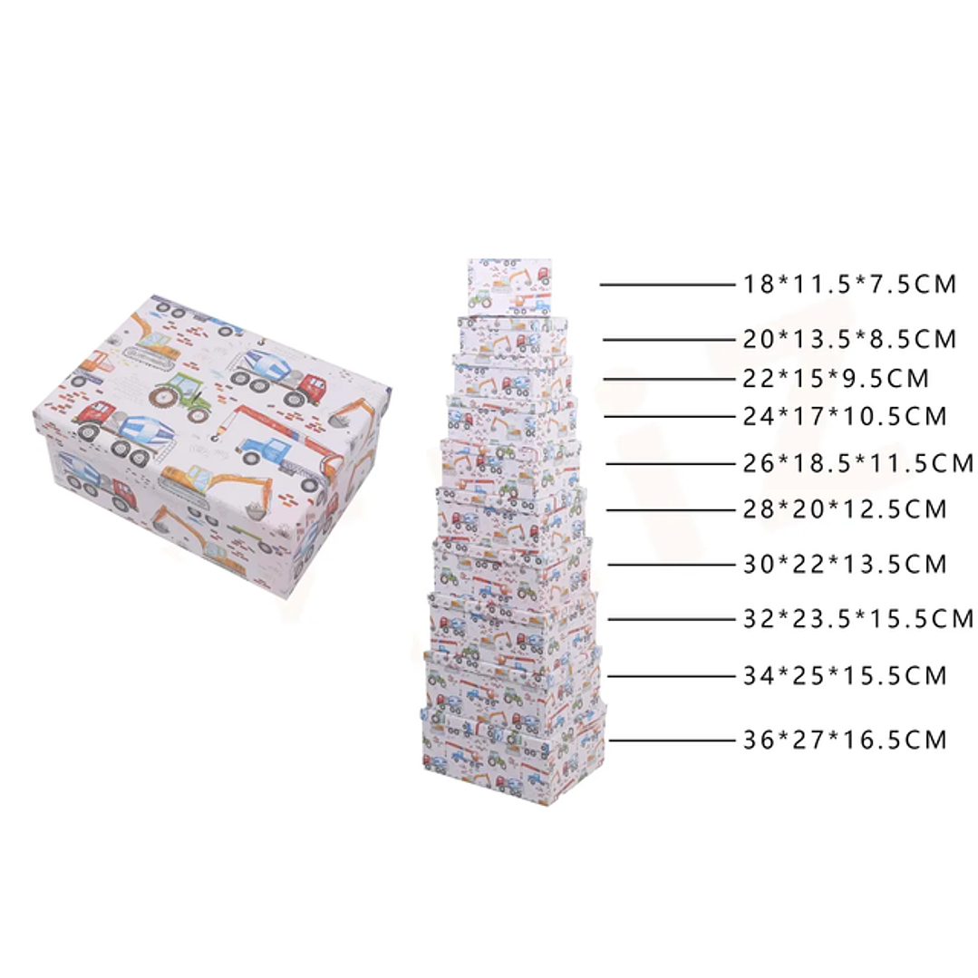 Pack De Cajas De Regalo Maquinas De Transporte 10Pcs 1