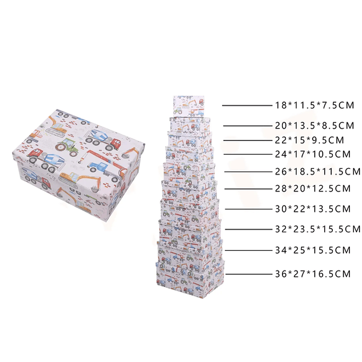 Pack De Cajas De Regalo Maquinas De Transporte 10Pcs 1
