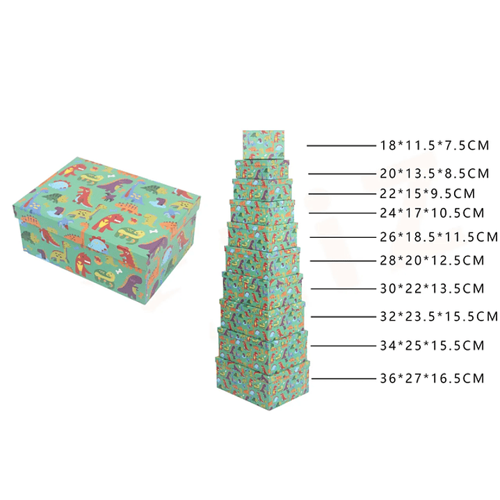 Pack De Cajas De Regalo Dinosaurios 10Pcs 1