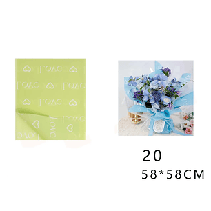 Papel Coreano Verde+ Letra Love 58x58cm 20pcs