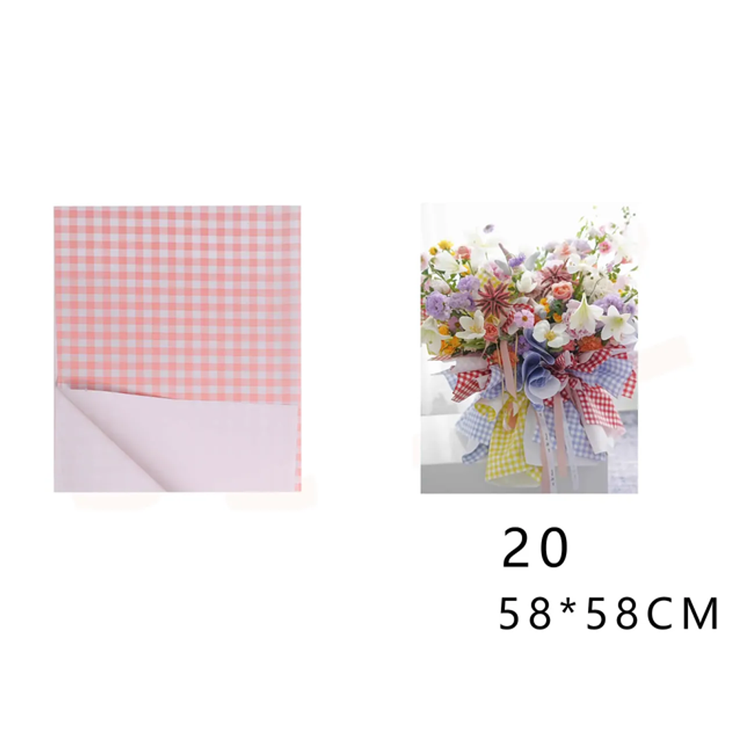 Papel Coreano Rosa cuadrille 58x58cm 20pcs 1