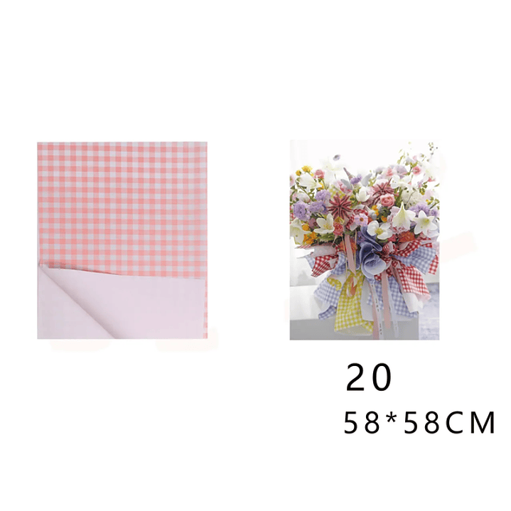 Papel Coreano Rosa cuadrille 58x58cm 20pcs 1
