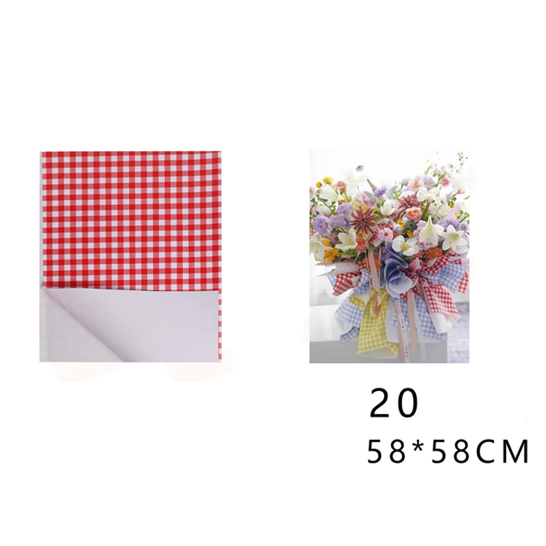 Papel Coreano Rojo cuadrille 58x58cm 20pcs 1