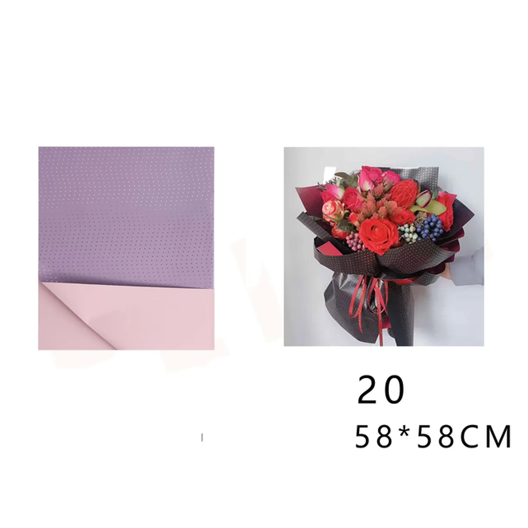 Papel Coreano puntos Purpura+ Rosa 58x58cm 20pcs 1