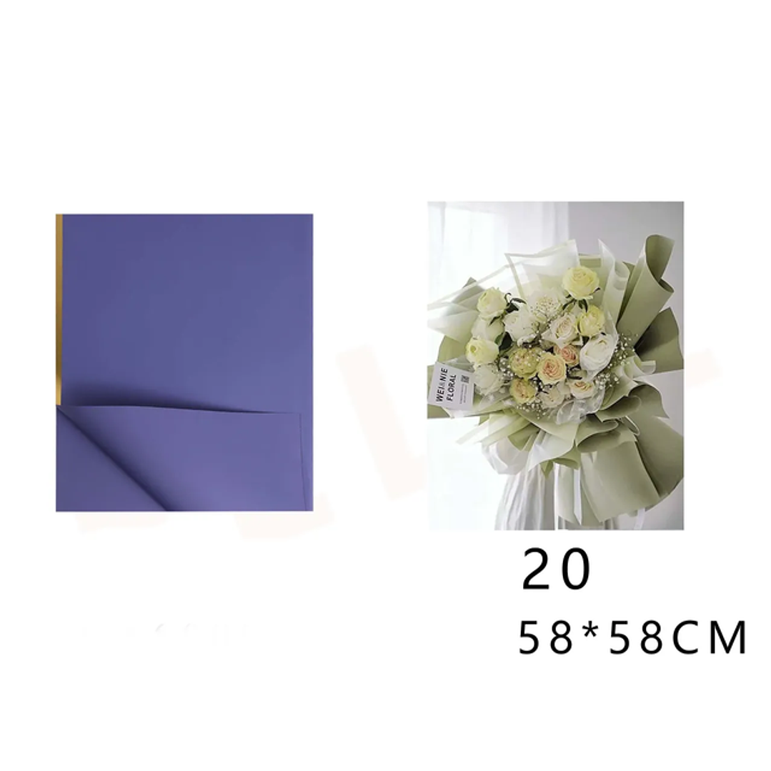 Papel Coreano Azul línea Dorado 58x58cm 20pcs 1