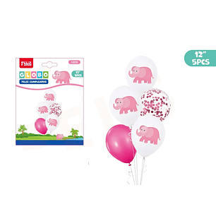 Globos De Elefante Rosado 5Pcs