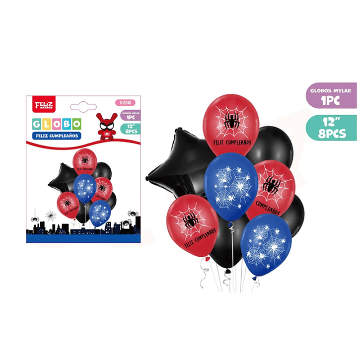 Globos de Cumpleaños de Araña 9pcs 1