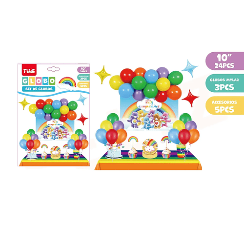 Set de Globos de Multicolor Cumpleaños 18pcs