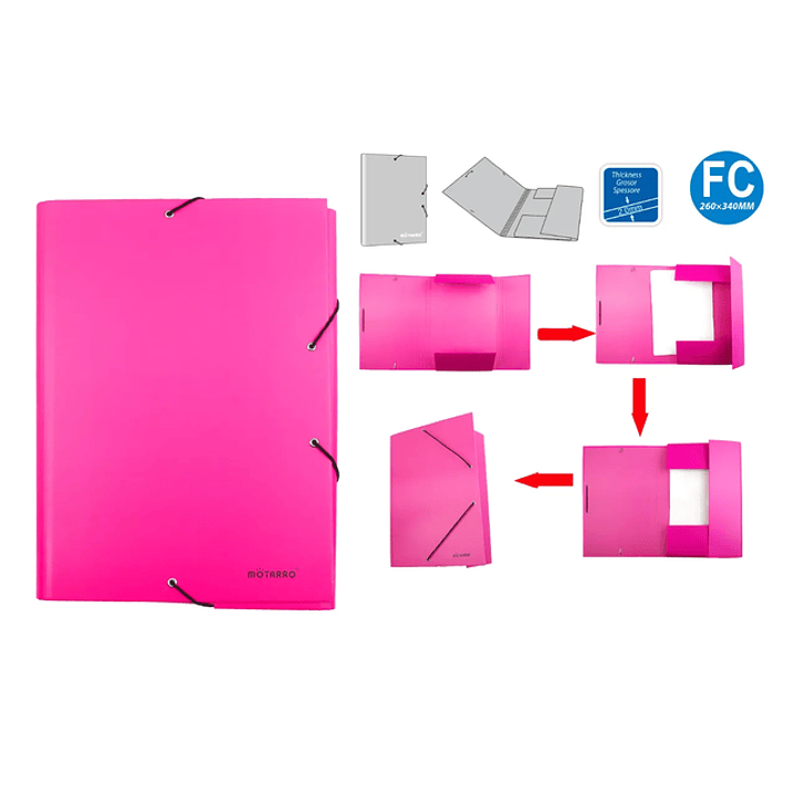 Carpeta 260x340mm Fucsia con elásticos 1