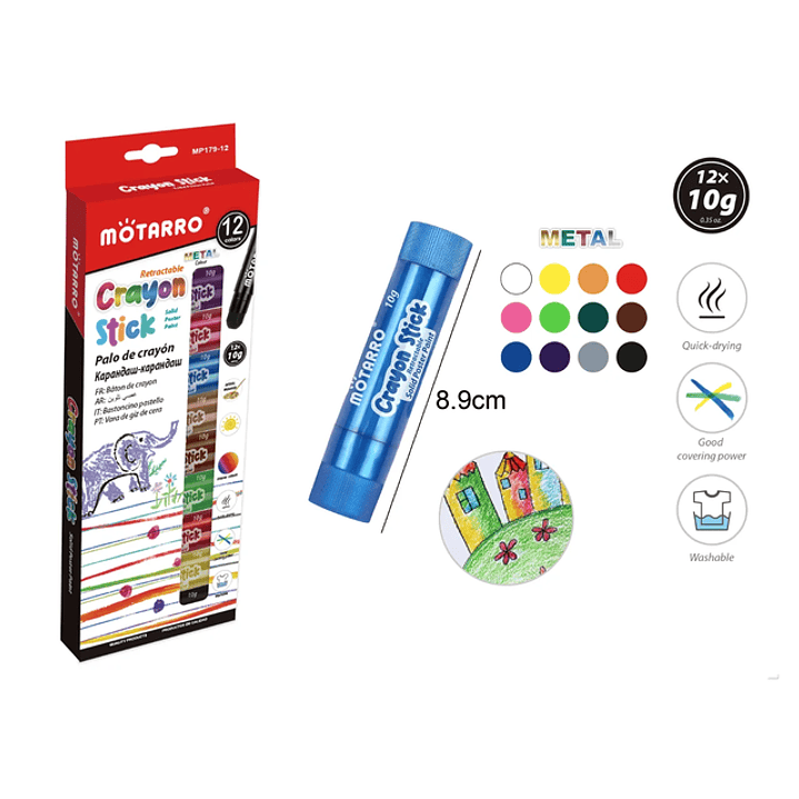 Lápices de Cera Metálico 10G 12pcs 1