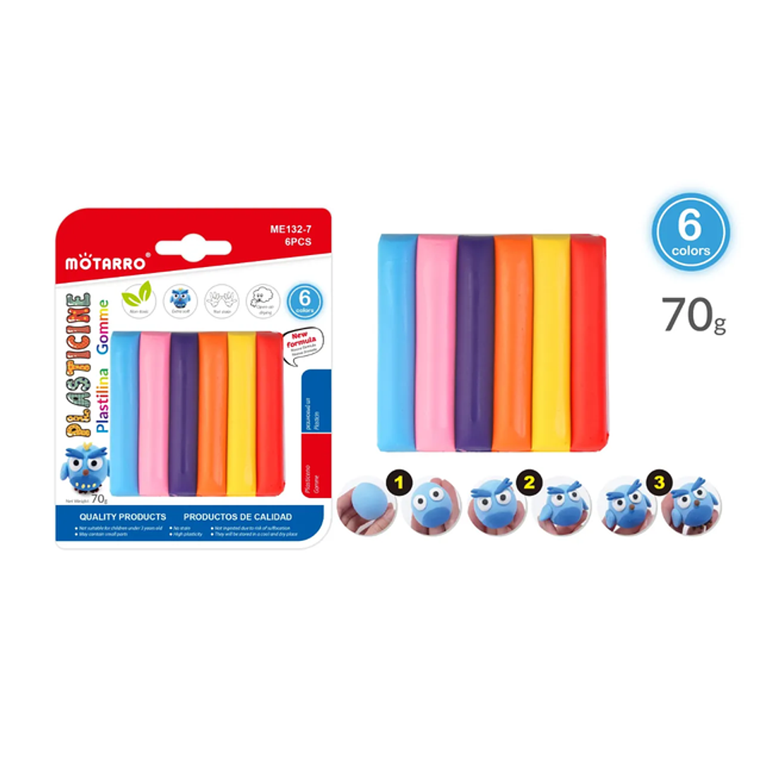 Plasticina 70g 6Colores 1